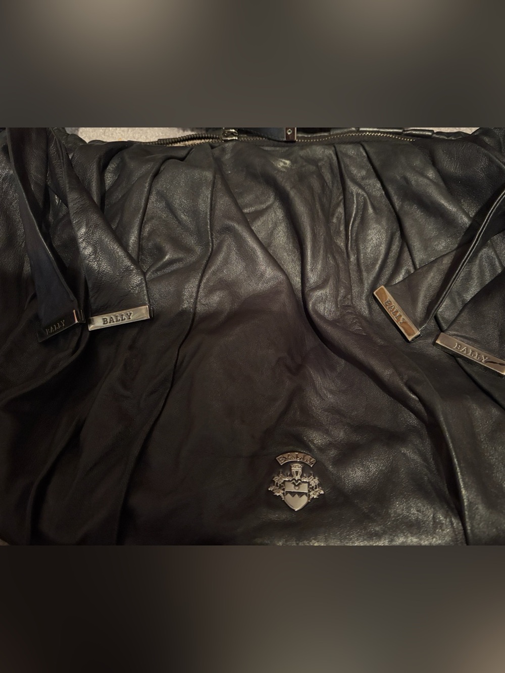 Authentic Bally Black Ruched Leather Kenna Hobo Bag- RARE - Picture 7 of 15